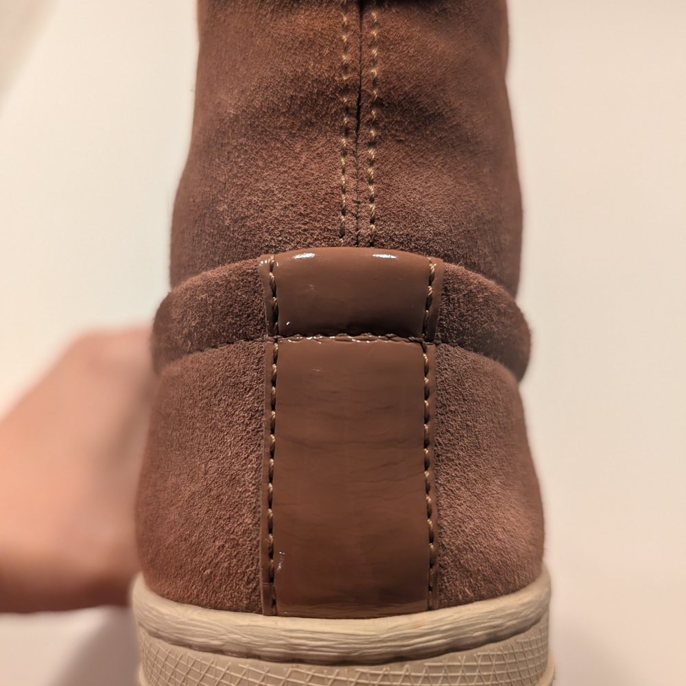 Gucci Logo Leather Suede Lace-Up High-Top Sneakers Mauve Brown Size 6 - Picture 11 of 13